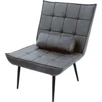 ML-Design Loungesessel Anthrazit Moderner Polstersessel mit Lendenkissen für Wohnzimmer Retro Design-Sessel mit Metallbeinen Kunstleder PolyurethanAkzentstuhl