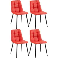 CLP 4er Set Esszimmerstuhl Antibes Kunstleder rot