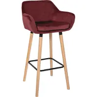 DELUKE Barhocker MIRID - Samt Rot 55x46x99 cm | Barstuhl Mit Lehne Tresenhocker Tresenstuhl Kneipenhocker Kneipenstuhl