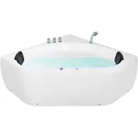 Beliani Badewanne Weiß 140 x 140 cm mit Massagefunktion Sanitäracryl Modern