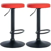 DELUKE 2er Set Barhocker KAZON - Kunstleder Rot 38.5x38.5x60 cm Schwarz | Barstuhl Höhenverstellbar Drehbar Tresenhocker Tresenstuhl Kneipenhocker
