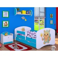 BDW , Kinderbett mit Matratze, Lattenrost, Schublade, LABU, Blau, 140x70