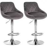 CLP 2er Set Barhocker Lazio Samt höhenverstellbar und 360 Grad drehbar grau Gestell Farbe chrom