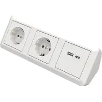 McPower Steckdosenblock Cup Aufbau weiß 2-fach Schutzkontakt + 2x USB A+C