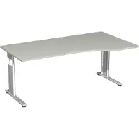 Geramöbel PC-Schreibtisch rechts höhenverstellbar, 1800x1000x680-820, Lichtgrau/Silber, S-617305-LS