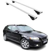 Omtec Dachträger Grundtäger für Volvo V50 2004-2012 75kg Metall Silber 2 tlg