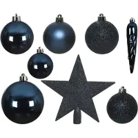Kaemingk Christbaumschmuck Set Kugeln Mix 33 Stück marineblau