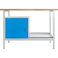Proregal Werkbank Light Rhino mit Ablagefach + 1 Tür | HxBxT 82,5x120x60cm | Traglast 300kg | Lichtgrau/Lichtblau