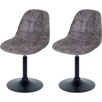 Chefgastro 2er-Set Esszimmerstuhl | HxBxT 83x47x43cm | Sitzhöhe 47cm | Stahl Stoff/Textil Chenille | Braun | Küchenstuhl Stuhl Drehstuhl
