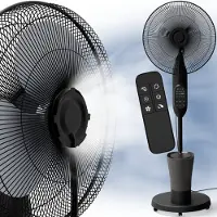 Aktivshop Ventilator mit Wasserkühlung, leiser Standventilator mit 75 Watt Leistung, Drei Geschwindigkeitsstufen, Luftbefeuchtung, Fernbedienung, Drehfunktion