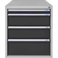 Proregal Schubladenbox mit 4 Schubladen für Werkbank Rhino| HxBxT 65x53x70cm | Traglast 60kg | Lichtgrau/Anthrazitgrau