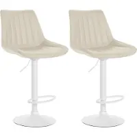 DELUKE Barhocker 2er Set RIO - Creme, Kunstleder, Weiß | Barhocker mit Lehne Barstuhl Tresenhocker Tresenstuhl Kneipenhocker Kneipenstuhl