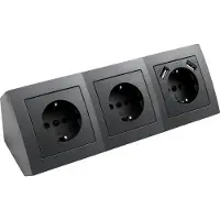 McPower Steckdosenblock Flair Aufbau anthrazit 3-fach Schutzkontakt + USB