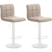 DELUKE Barhocker 2er Set MADRID - Creme, Stoff, Weiß | Barhocker mit Lehne Barstuhl Tresenhocker Tresenstuhl Kneipenhocker Kneipenstuhl