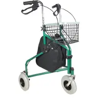 Mobiclinic , Rollator, Caleta, Fatlbar, Gehwagen mit 3 Rädern, Stahl, Verstellbar, Korb Tragetasch, Grün