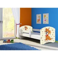 Clamaro Kinderbett, Babybett 70x140, 80x160, 80x180cm Juniorbett, Kind, Motiv, Schublade , Bett Farbe:11 Hund, Ausführung:Ohne Bettkasten, Bett Größe:160 x 80 cm
