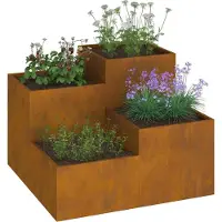 vidaXL "Winter Sale" Beete - Dunkelorange Gartenblumentopf Rostig 80x80x60cm Wetterfeststahl DE4983880