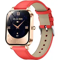 Lixada Damen Smart Sports Watch mit Metallgehäuse 1,75" Display Unterstützung BT Anrufe Gesundheitsüberwachung Golden Red
