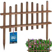 KOTARBAU Gartenzaun aus Holz 60cm Beeteinfassung Beetumrandung Holz Zaun für Garten Steckzaun Beetbegrenzung Holzzaun imprägniertes Kiefernholz Wenge
