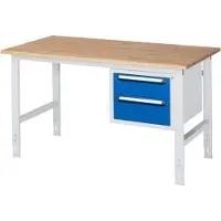 RAU Werkbank mit 2 Schubladen - 150:1 / 180:1 - höhenverstellbar 760-1.080 mm - 1.000 x 800 mm (BxT) - Traglast 500 kg - MDF