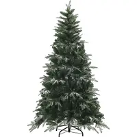 HOMCOM Künstlicher Weihnachtsbaum, 180 cm, mit Kristall-Schneeflocken und 850 feuerfesten Zweigen, realistischer, klappbarer Weihnachtsbaum mit Stahlsockel für Zuhause und Büro, grün