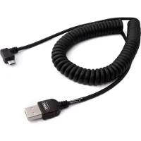 System-S USB 2.0 Kabel 200 cm Typ A Stecker zu Micro B Stecker Spirale Winkel in Schwarz