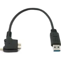 System-S USB 3.0 Kabel 30 cm Micro B Stecker zu Typ A Stecker Schraube Winkel in Schwarz