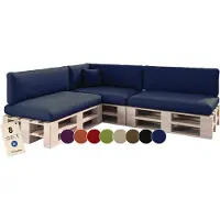 Sunnypillow Palettenkissen für Palettenmöbel - 8er Set - Palettenauflage für Palettensofa für Haus Garten - Palettenpolster mit abnehmbarem Bezug für Europaletten - Rückenkissen & Sitzkissen Blau
