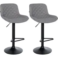CLP Barhocker 2er Set, Barstuhl Kasson höhenverstellbar drehbar mit Rückenlehne dunkelgrau Material Stoff