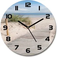 Tulup Wanduhr aus Glas 30fi Glasbild Glasuhr Gehärtetes Glas - schwarze-zeiger - Beach