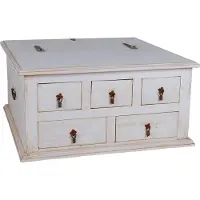 MiaMöbel Truhentisch Mexico Möbel 90x90 cm Landhausstil Massivholz Pinie Weiß
