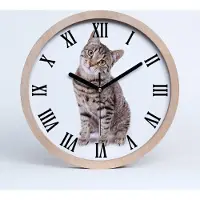 Tulup Holzuhr 20fi cm wanduhr - schwarze Spitzen - stilvolle Katze