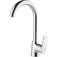 Laveo BADLAND Küchenarmatur Wasserhahn RONDO Küchenmischer für Küche in Silber
