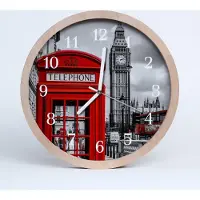 Tulup Holzuhr 20fi cm wanduhr - Stadt Telefonzelle