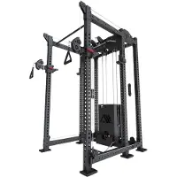 ATLETICA R8 Alpha | Power Rack | Squat Rack & Kabelzug | 180kg Steckgewichte für Cable Cross, Latzug, Rudern | Klimmzugstange, J-Hooks | Schwarz