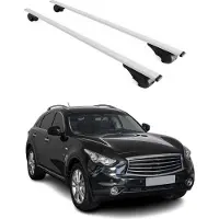 Omtec Dachträger Grundtäger für Infiniti QX70 2013-2019 75kg Metall Silber 2 tlg