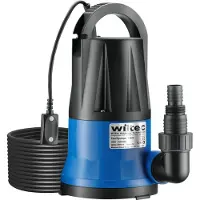 Wiltec Tauchpumpe 400 W, Schmutzwasserpumpe mit max. Fördermenge 6000 l/h, Pumpe zum Absaugen von Wasser max. Förderhöhe 7 m, Flachsaugpumpe für Keller