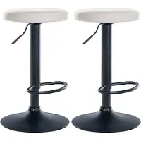 DELUKE 2er Set Barhocker KAZON - Kunstleder Weiß 38.5x38.5x60 cm Schwarz | Barstuhl Höhenverstellbar Drehbar Tresenhocker Tresenstuhl Kneipenhocker