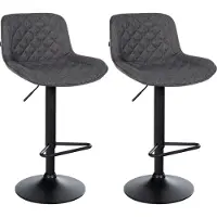 DELUKE 2er Set Barhocker KUHAR - Stoff Schwarz 50x52x84 cm | Barstuhl Höhenverstellbar Mit Lehne Drehbar Tresenhocker Tresenstuhl Kneipenhocker Kneipenstuhl