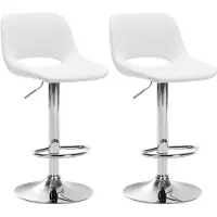DELUKE Barhocker 2er Set JAKSON - Weiß, Kunstleder, Chrom | Barhocker mit Lehne Barstuhl Tresenhocker Tresenstuhl Kneipenhocker Kneipenstuhl
