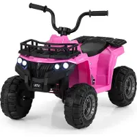 Goplus Kinder Quad Elektro 6V, Kinder-Ride-On ATV mit EIN-Knopf-Start, MP3-Player, LED-Scheinwerfern, Elektroauto für Kinder ab 2 Jahren (Rosa)