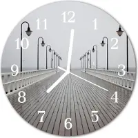 Tulup Glasuhr Wanduhr Küchenuhr Echt-Glas 30fi cm Pier weiß