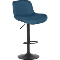 DELUKE Barhocker PONOR - Stoff Blau 50x50x85 cm Schwarz | Barstuhl Höhenverstellbar Mit Lehne Drehbar Tresenhocker Tresenstuhl Kneipenhocker Kneipenstuhl