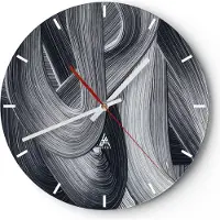 ARTTOR Wanduhr - Rund - Glasuhr - Farbe Pinsel Schwarz - 40x40cm - Schleichendes Uhrwerk - Lautlos - zum Aufhängen bereit - Dekoration Modern - Wanddekoration aus Glas - C3AR40x40-5024