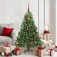 vidaXL "Schlussverkauf" Künstlicher Weihnachtsbaum(1 pc) - Kunstbaum/Tannenbaum - mit 150 LEDs Grün 150 cm PE und PVC C8014