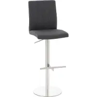 DELUKE Barhocker DIVER - Stoff Dunkelgrau 40x49x93 cm Silber | Barstuhl Höhenverstellbar Mit Lehne Drehbar Tresenhocker Tresenstuhl Kneipenhocker