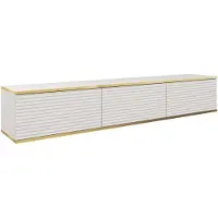 Masseno TV-Schrank VENEZIA 175 cm Fernsehschrank mit 3 Türen TV-Lowboard für Wohnzimmer Modern 175x32x30 cm Weiß / Weiß