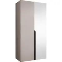 Mirjan 24 Kleiderschrank Mila 2 100 mit Spiegel, Schlafzimmer, Kleiderschrank, mit zwei Drehturen und mit Kleiderstange, Modern, Garderobenschrank (Farbe: Cashmere + Schwarz)