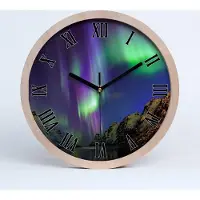 Tulup Holzuhr 20fi cm wanduhr - schwarze Spitzen - Nordlicht