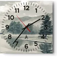 ARTTOR Wanduhr - Quadrat - Glasuhr - Cool Landschaft Berge - 30x30cm - Schleichendes Uhrwerk - Lautlos - zum Aufhängen bereit - Dekoration Modern - Wanddekoration aus Glas - C4AC30x30-4611